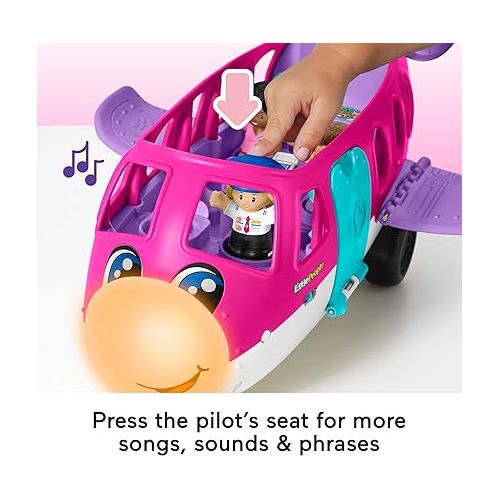 피셔프라이스 Fisher-Price Little People Barbie Toddler Toy Little Dream Plane with Lights Music & Figures for Pretend Play Ages 18+ Months