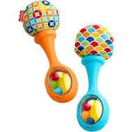 Fisher-Price Newborn Toys Rattle 'n Rock Maracas, Set of 2 Soft Musical Instruments for Babies 3+ Months, Blue & Orange