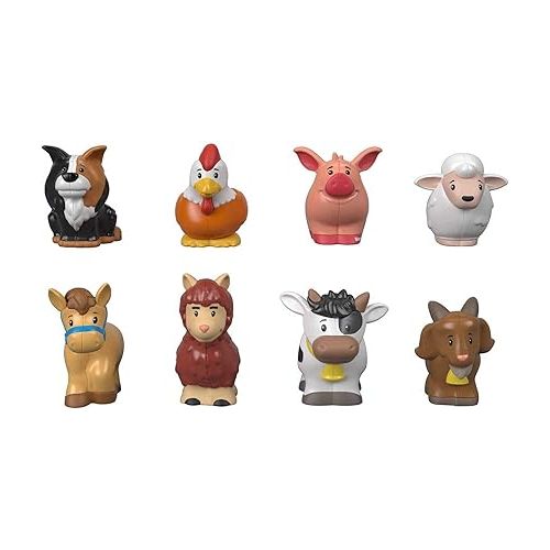 피셔프라이스 Fisher-Price Little People Toddler Toys Farm Animal Friends 8-Piece Figure Set for Pretend Play Ages 1+ Years