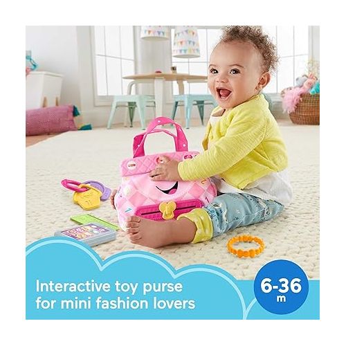 피셔프라이스 Fisher-Price Baby & Toddler Toy Laugh & Learn My Smart Purse with Lights & Smart Stages Learning Songs for Infants Ages 6+ Months