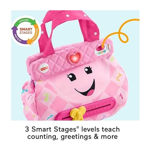 피셔프라이스 Fisher-Price Baby & Toddler Toy Laugh & Learn My Smart Purse with Lights & Smart Stages Learning Songs for Infants Ages 6+ Months