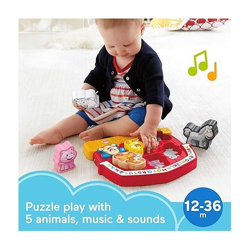 피셔프라이스 Fisher-Price Toddler Shape Sorting Toy Laugh & Learn Farm Animal Puzzle with Music & Sounds for Kids Ages 1+ Years?