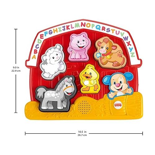 피셔프라이스 Fisher-Price Toddler Shape Sorting Toy Laugh & Learn Farm Animal Puzzle with Music & Sounds for Kids Ages 1+ Years?