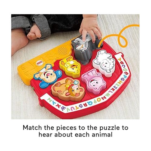 피셔프라이스 Fisher-Price Toddler Shape Sorting Toy Laugh & Learn Farm Animal Puzzle with Music & Sounds for Kids Ages 1+ Years?