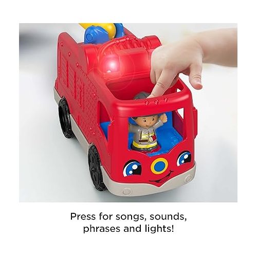 피셔프라이스 Fisher-Price Little People Musical Toddler Toy Helping Others Fire Truck with Lights Sounds & 2 Figures for Ages 1+ Years