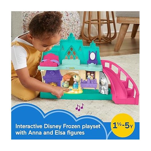 피셔프라이스 Fisher-Price Little People Toddler Playset Disney Frozen Arendelle Castle with Lights Sounds Anna & Elsa Figures for Ages 18+ Months