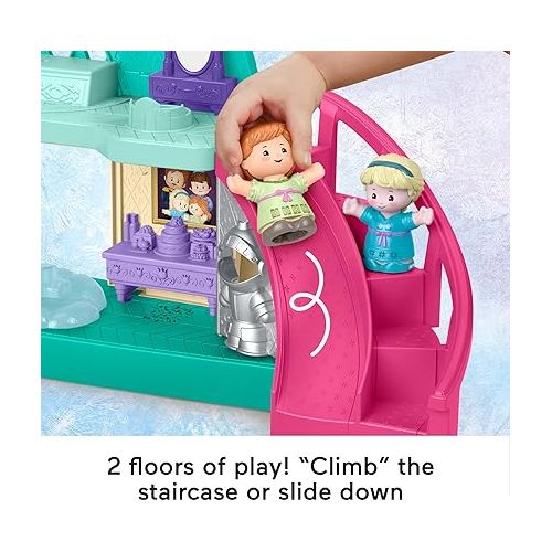 피셔프라이스 Fisher-Price Little People Toddler Playset Disney Frozen Arendelle Castle with Lights Sounds Anna & Elsa Figures for Ages 18+ Months