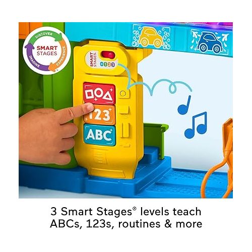 피셔프라이스 Fisher-Price Little People Toddler Toy Light-Up Learning Garage Playset with Smart Stages, Car & Ramp for Pretend Play Kids Ages 1+ Years