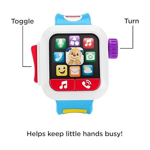피셔프라이스 Fisher-Price Laugh & Learn Baby to Toddler Toy Time to Learn Smartwatch with Lights & Music for Pretend Play Ages 6+ Months