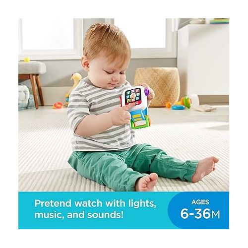 피셔프라이스 Fisher-Price Laugh & Learn Baby to Toddler Toy Time to Learn Smartwatch with Lights & Music for Pretend Play Ages 6+ Months