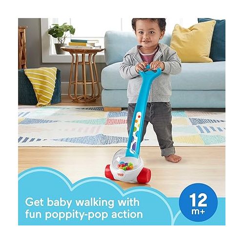 피셔프라이스 Fisher-Price Baby & Toddler Toy Corn Popper Blue Push-Along with Ball-Popping Action for Infants Ages 1+ Years, 2-Piece Assembly