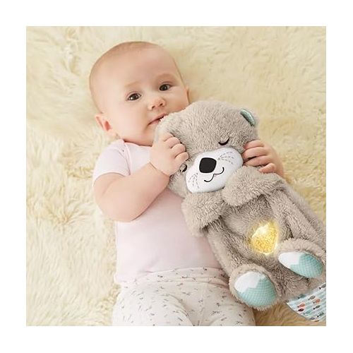 피셔프라이스 Fisher-Price Baby Toy Soothe 'n Snuggle Otter Portable Plush Sound Machine with Music Lights & Breathing Motion for Newborns 0+ Months