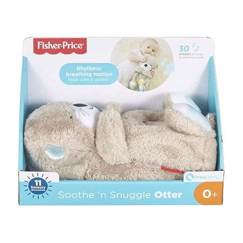 피셔프라이스 Fisher-Price Sound Machine Soothe 'n Snuggle Otter Portable Plush Baby Toy with Sensory Details Music Lights & Rhythmic Breathing Motion