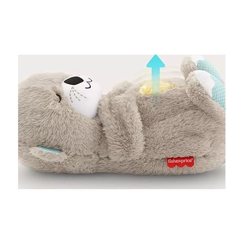 피셔프라이스 Fisher-Price Sound Machine Soothe 'n Snuggle Otter Portable Plush Baby Toy with Sensory Details Music Lights & Rhythmic Breathing Motion