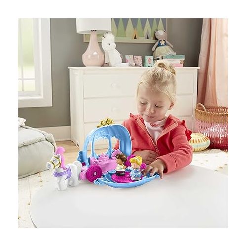 피셔프라이스 Fisher-Price Little People Toddler Playset Disney Princess Cinderella’s Dancing Carriage Vehicle with 2 Figures for Ages 18+ Months