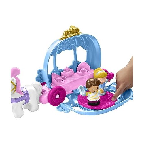 피셔프라이스 Fisher-Price Little People Toddler Playset Disney Princess Cinderella’s Dancing Carriage Vehicle with 2 Figures for Ages 18+ Months