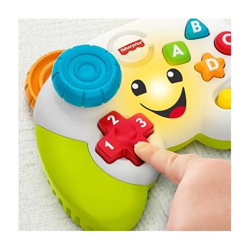 피셔프라이스 Fisher-Price Laugh & Learn Baby & Toddler Toy Game & Learn Controller Pretend Video Game with Music Lights & Activities Ages 6+ Months?