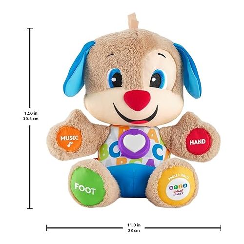 피셔프라이스 Fisher-Price Baby & Toddler Toy Laugh & Learn Smart Stages Puppy Musical Plush with Lights & Phrases for Infants Ages 6+ Months