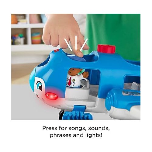 피셔프라이스 Fisher-Price Little People Musical Toddler Toy Travel Together Airplane with Lights Sounds & 2 Figures for Ages 1+ Years