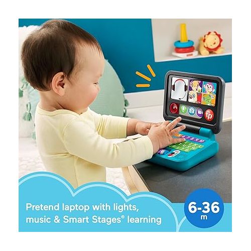 피셔프라이스 Fisher-Price Laugh & Learn Baby to Toddler Toy Let's Connect Laptop Pretend Computer with Smart Stages for Ages 6+ Months