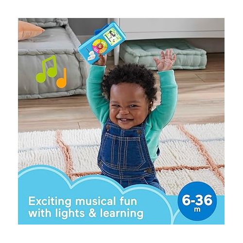 피셔프라이스 Fisher-Price Baby Learning Toy Laugh & Learn Puppy’s Music Player with Lights & Fine Motor Activities for Infants Ages 6+ Months, Blue