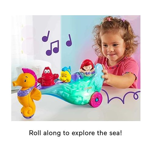 피셔프라이스 Fisher-Price Little People Toddler Toy Disney Princess Ariel's Light-Up Sea Carriage Musical Vehicle for Pretend Play Ages 18+ Months?