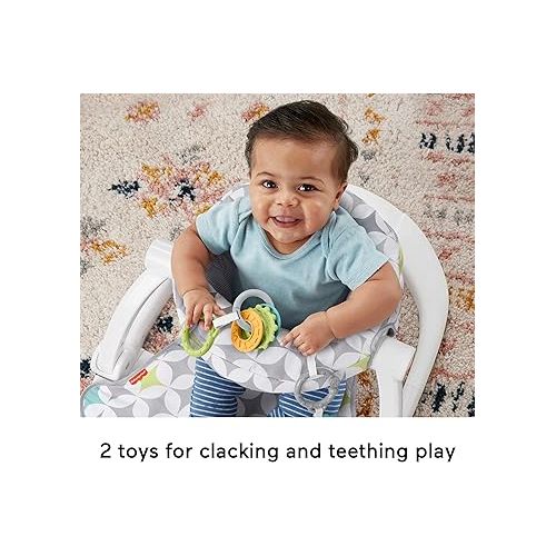 피셔프라이스 Fisher-Price Portable Baby Chair Sit-Me-Up Floor Seat With Developmental Toys & Machine Washable Seat Pad, Starlight Bursts