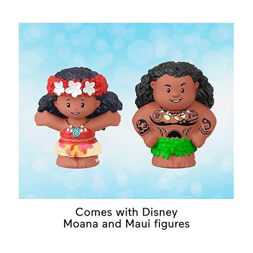 피셔프라이스 Fisher-Price Little People Toddler Toys Disney Princess Moana & Maui’s Canoe Sail Boat with 2 Figures for Ages 18+ Months