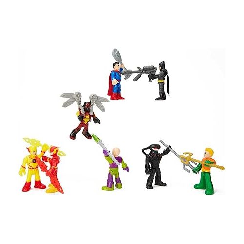 피셔프라이스 Fisher-Price Imaginext DC Super Friends Batman Toy Super-Hero Showdown Figure Set, Superman Aquaman The Flash, Preschool Kids Ages 3+ Years