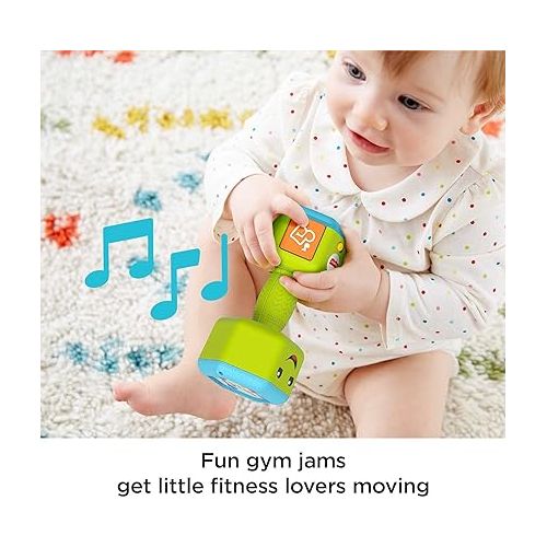 피셔프라이스 Fisher-Price Laugh & Learn Baby to Toddler Toy Countin’ Reps Dumbbell Rattle with Lights & Music for Ages 6+ Months