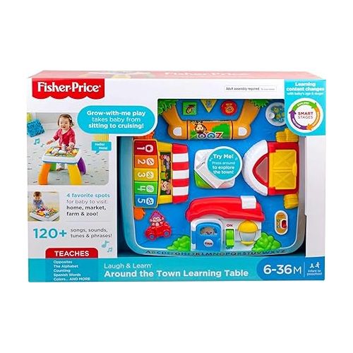 피셔프라이스 Fisher-Price Baby to Toddler Toy Laugh & Learn Around the Town Learning Activity Table with Music & Lights for Infants Ages 6+ Months? (Amazon Exclusive)