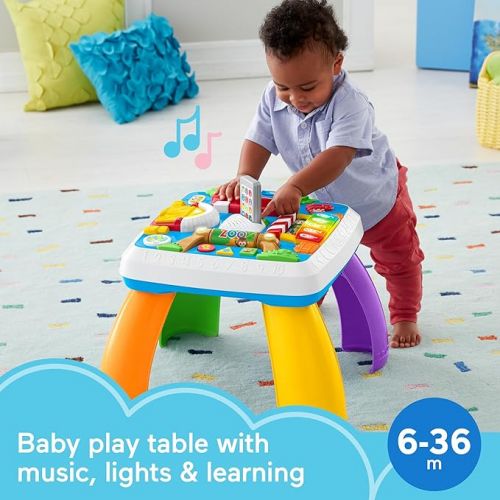 피셔프라이스 Fisher-Price Laugh & Learn Baby to Toddler Toy, Around the Town Learning Table with Music Lights & Activities for Ages 6+ Months