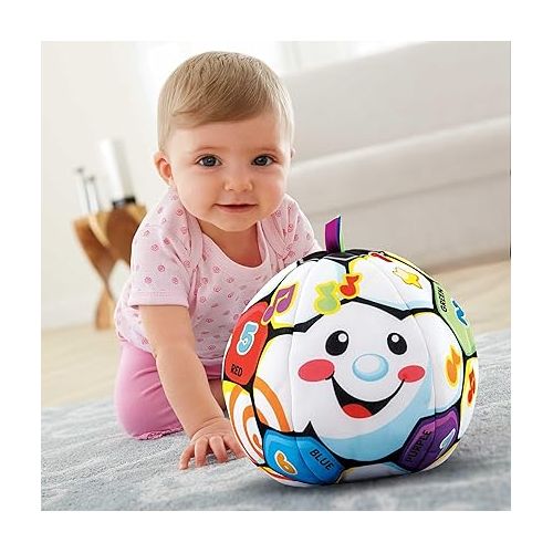 피셔프라이스 Fisher-Price Laugh & Learn Baby to Toddler Toy Singin’ Soccer Ball Plush with Music & Educational Phrases for Ages 6+ Months (Amazon Exclusive)