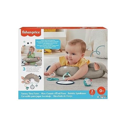 피셔프라이스 Fisher-Price Tummy Time Fawn Wedge With 3 Sensory Baby Toys For Newborns