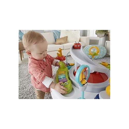 피셔프라이스 Fisher-Price Baby to Toddler Toy 2-In-1 Sit-To-Stand Activity Center with Music Lights and Spiral Ramp, Spin ‘N Play Safari