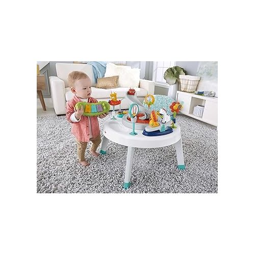 피셔프라이스 Fisher-Price Baby to Toddler Toy 2-In-1 Sit-To-Stand Activity Center with Music Lights and Spiral Ramp, Spin ‘N Play Safari