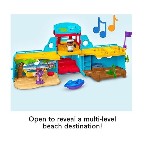 피셔프라이스 Fisher-Price Little People Toddler Toy Travel Together Friend Ship Musical Playset with 2 Figures & Accessories for Ages 1+ Years