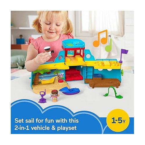 피셔프라이스 Fisher-Price Little People Toddler Toy Travel Together Friend Ship Musical Playset with 2 Figures & Accessories for Ages 1+ Years