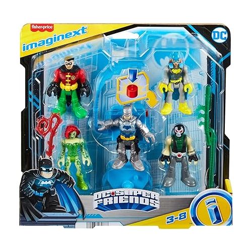 피셔프라이스 Fisher-Price Imaginext DC Super Friends Preschool Toys Batman Battle Multipack 9-Piece Figure Set with Light-Up Backpack for Ages 3+ Years