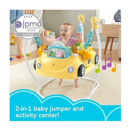 피셔프라이스 Fisher-Price Baby to Toddler Learning Toy 2-in-1 Servin’ Up Fun Jumperoo Activity Center with Music Lights and Shape Sorting Puzzle Play