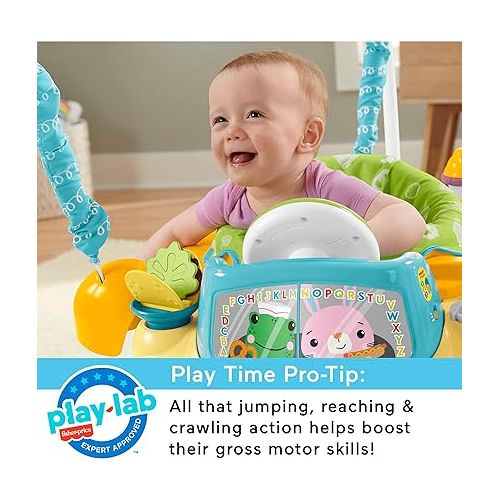 피셔프라이스 Fisher-Price Baby to Toddler Learning Toy 2-in-1 Servin’ Up Fun Jumperoo Activity Center with Music Lights and Shape Sorting Puzzle Play