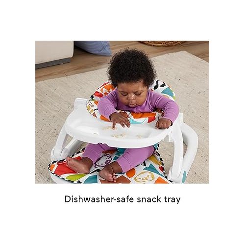 피셔프라이스 Fisher-Price Baby Portable Chair Deluxe Kick & Play Sit-Me-Up Floor Seat with Piano Learning Toy & Snack Tray for Infants to Toddlers
