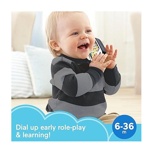 피셔프라이스 Fisher-Price Laugh & Learn Smart Phone - Gray, Pretend Phone Musical Infant Toy with Lights and Learning Content