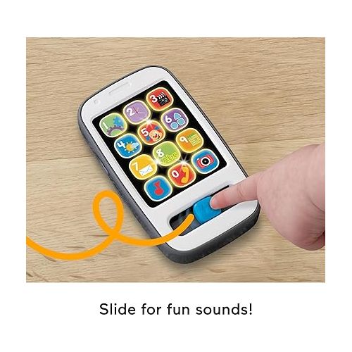 피셔프라이스 Fisher-Price Laugh & Learn Smart Phone - Gray, Pretend Phone Musical Infant Toy with Lights and Learning Content