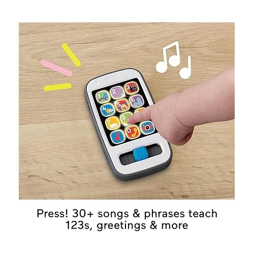 피셔프라이스 Fisher-Price Laugh & Learn Baby & Toddler Toy Smart Phone with Music Lights & Learning Songs for Ages 6+ Months, Gray