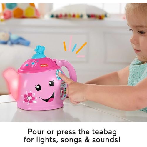 피셔프라이스 Fisher-Price Laugh & Learn Toddler Toy Sweet Manners Tea Set with Music and Lights for Educational Pretend Play Ages 18+ Months