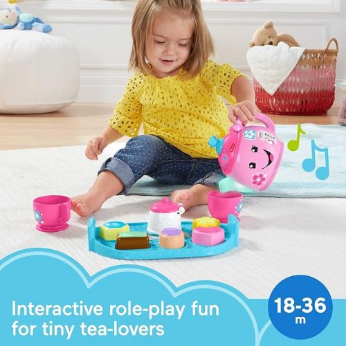 피셔프라이스 Fisher-Price Laugh & Learn Toddler Toy Sweet Manners Tea Set with Music and Lights for Educational Pretend Play Ages 18+ Months