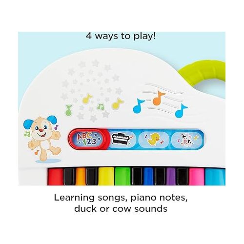 피셔프라이스 Fisher-Price Baby Toy Laugh & Learn Silly Sounds Light-Up Piano Musical Instrument with Learning Songs for Infants Ages 6+ Months?