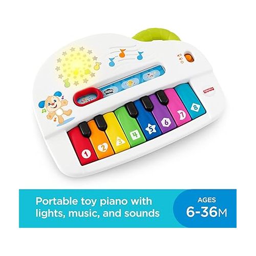 피셔프라이스 Fisher-Price Baby Toy Laugh & Learn Silly Sounds Light-Up Piano Musical Instrument with Learning Songs for Infants Ages 6+ Months?