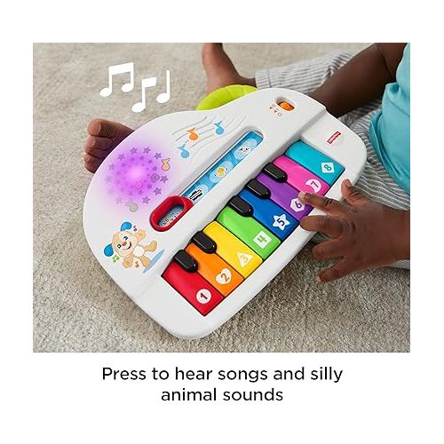 피셔프라이스 Fisher-Price Baby Toy Laugh & Learn Silly Sounds Light-Up Piano Musical Instrument with Learning Songs for Infants Ages 6+ Months?